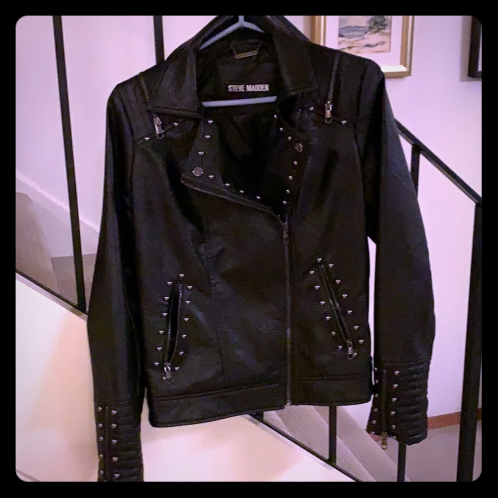 NWOT Steve Madden studded faux leather moto jacket